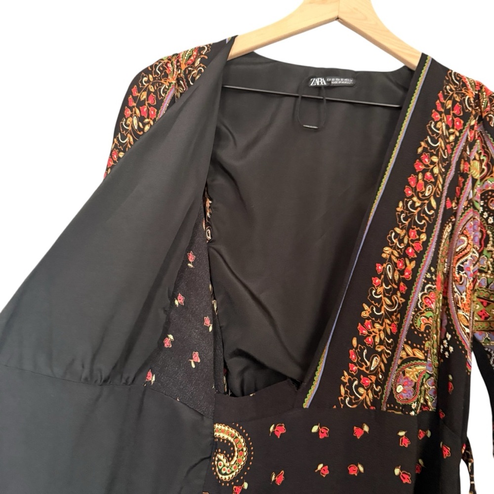 NWT Zara Chic Paisley Wrap Dress - Picture 6 of 13